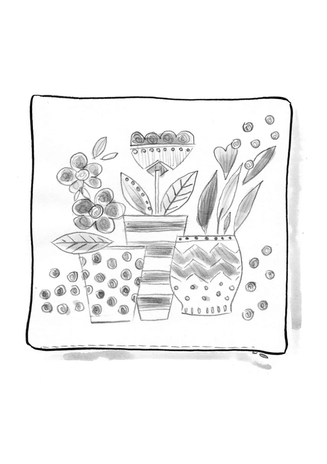 Gudrun Sjödén Bestickte Kissenhülle „Flower pots“ aus Bio-Baumwolle> Kissen|Schlafzimmer Deko