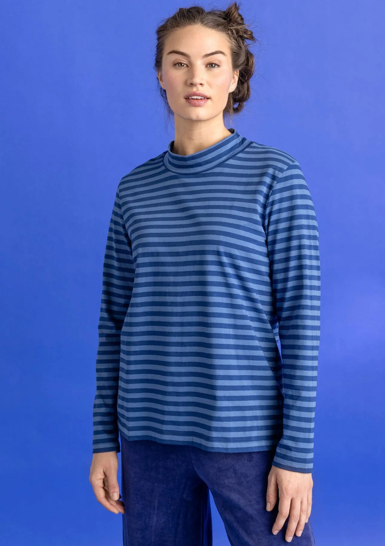 Gudrun Sjödén Gestreiftes Stehkragenshirt aus Bio-Baumwolle> Pullover & Shirts