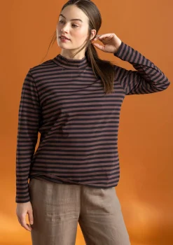 Gudrun Sjödén Gestreiftes Stehkragenshirt aus Bio-Baumwolle><noscript><img width=
