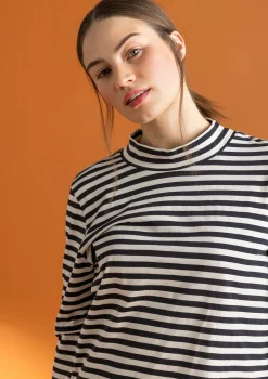 Gudrun Sjödén Gestreiftes Stehkragenshirt aus Bio-Baumwolle> Pullover & Shirts