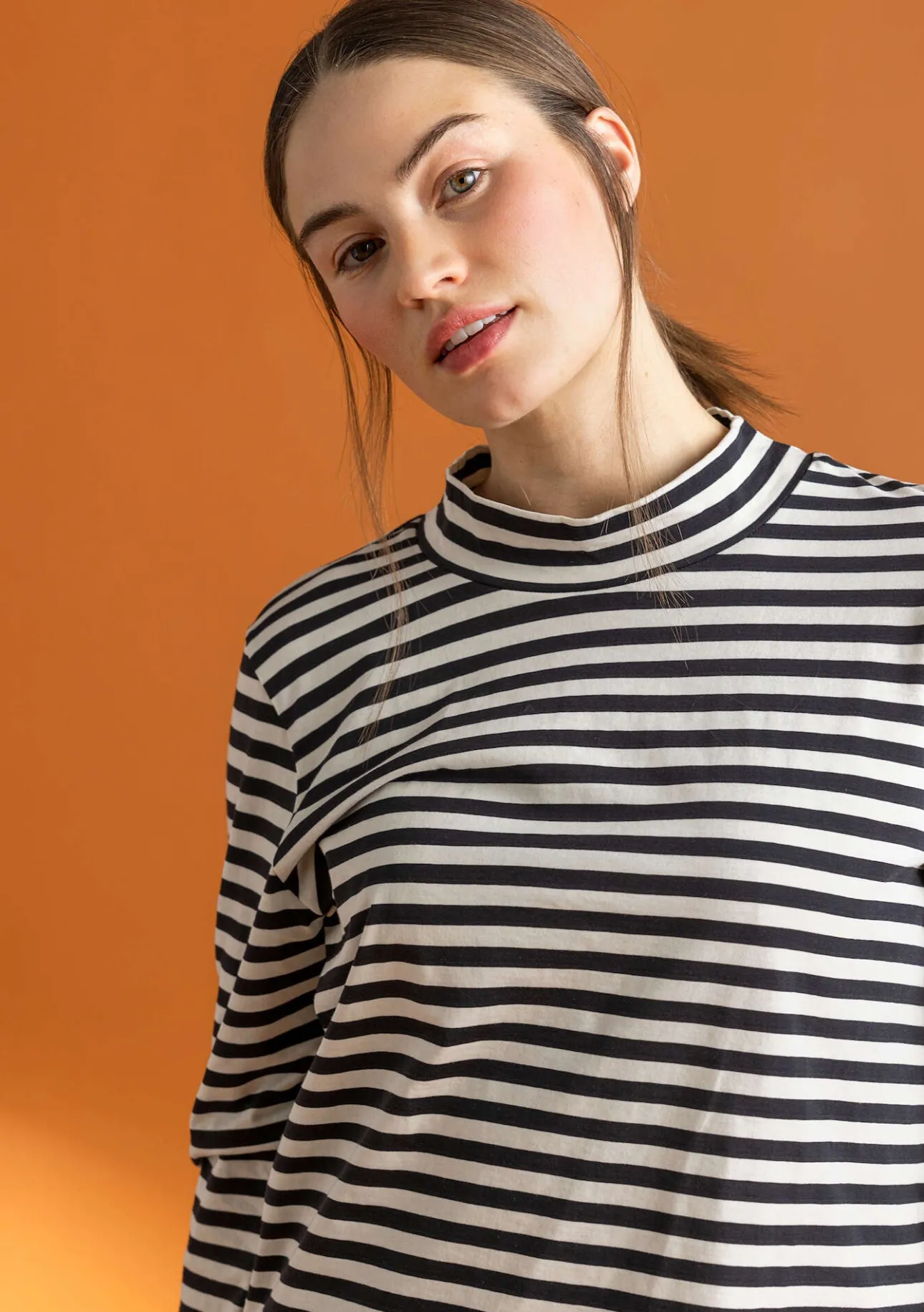 Gudrun Sjödén Gestreiftes Stehkragenshirt aus Bio-Baumwolle> Pullover & Shirts