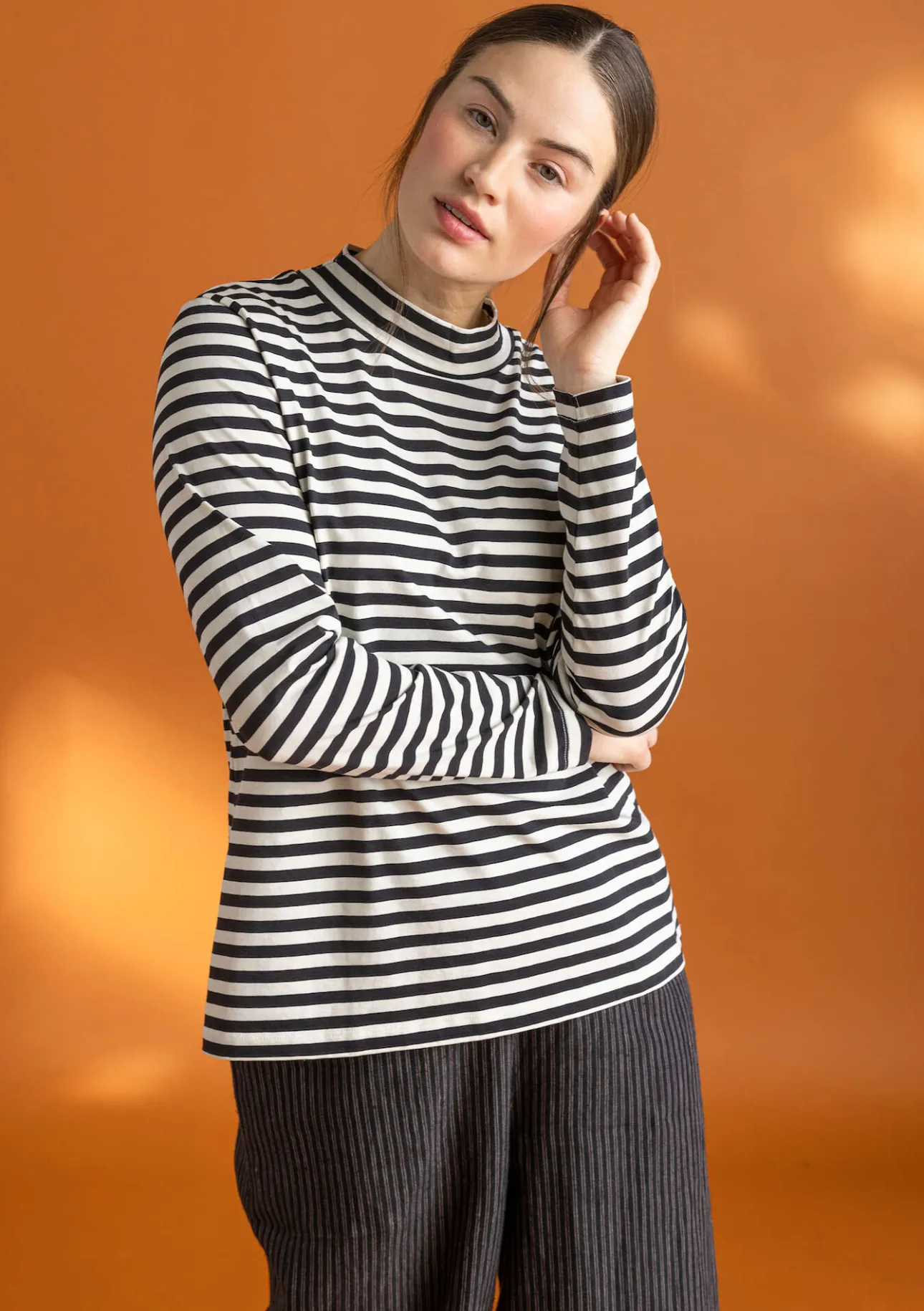 Gudrun Sjödén Gestreiftes Stehkragenshirt aus Bio-Baumwolle> Pullover & Shirts