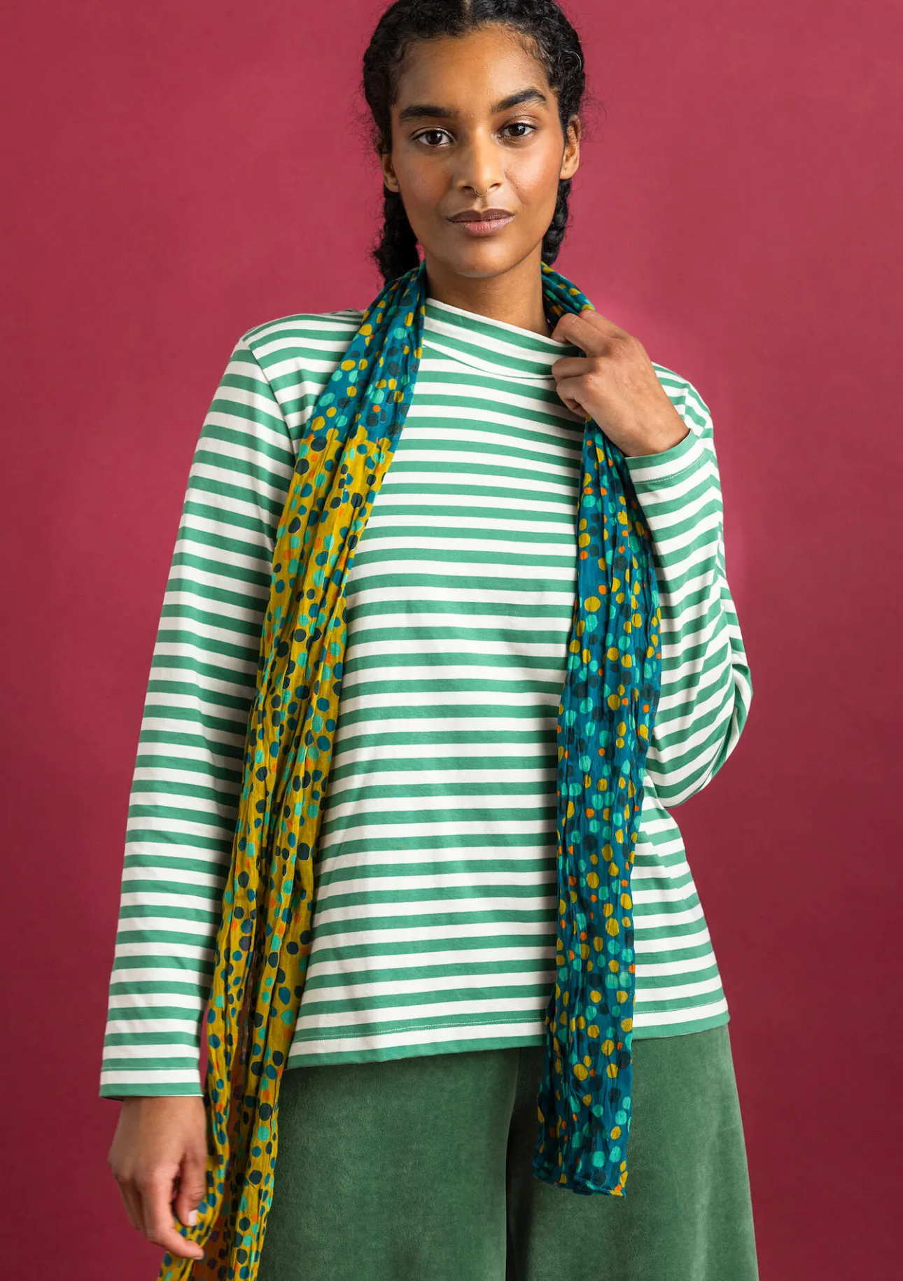 Gudrun Sjödén Gestreiftes Stehkragenshirt aus Bio-Baumwolle> Pullover & Shirts
