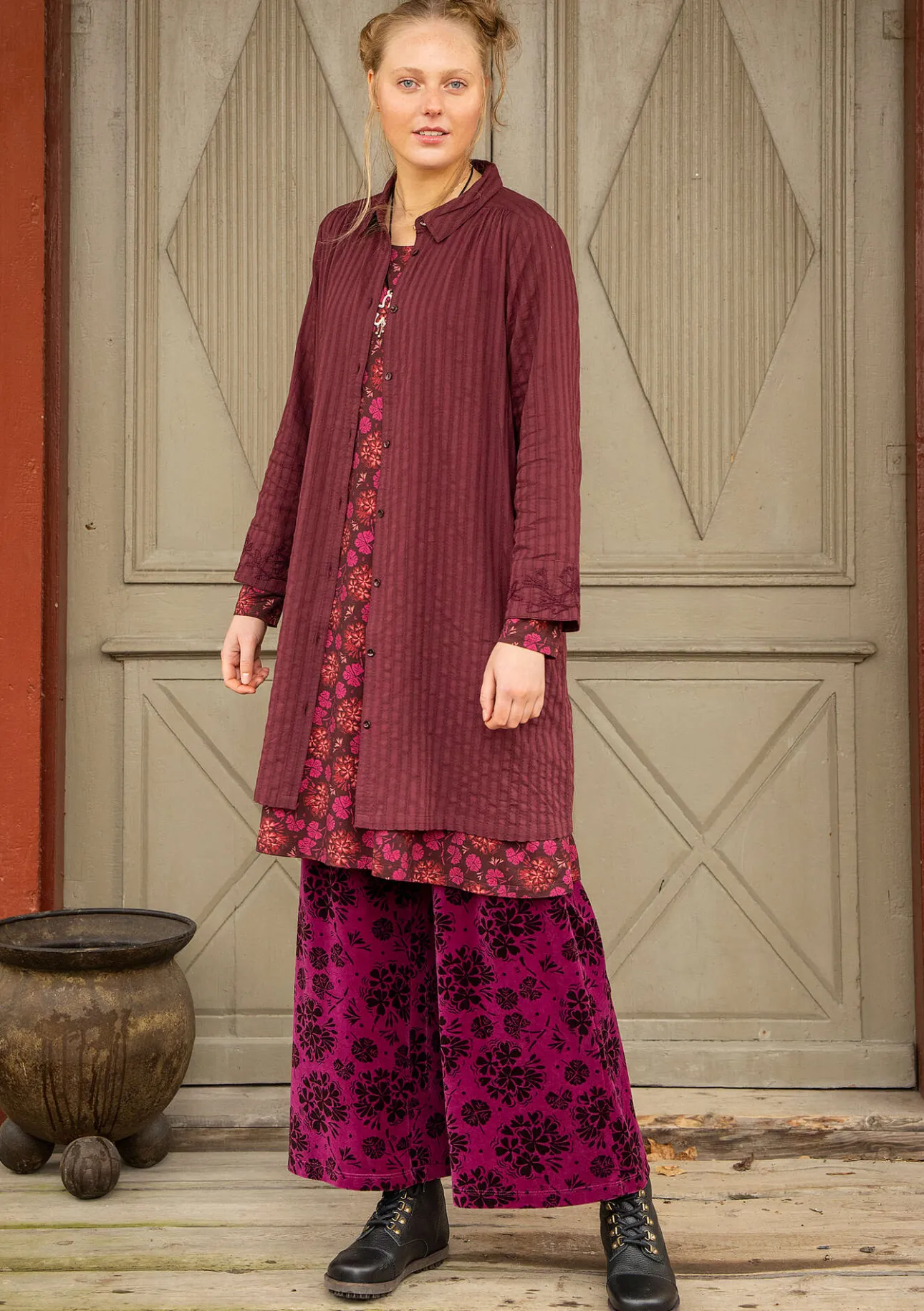 Gudrun Sjödén Hemdblusenkleid „Värmland“ aus Bio-Baumwollgewebe> Pullover & Shirts|Kleider