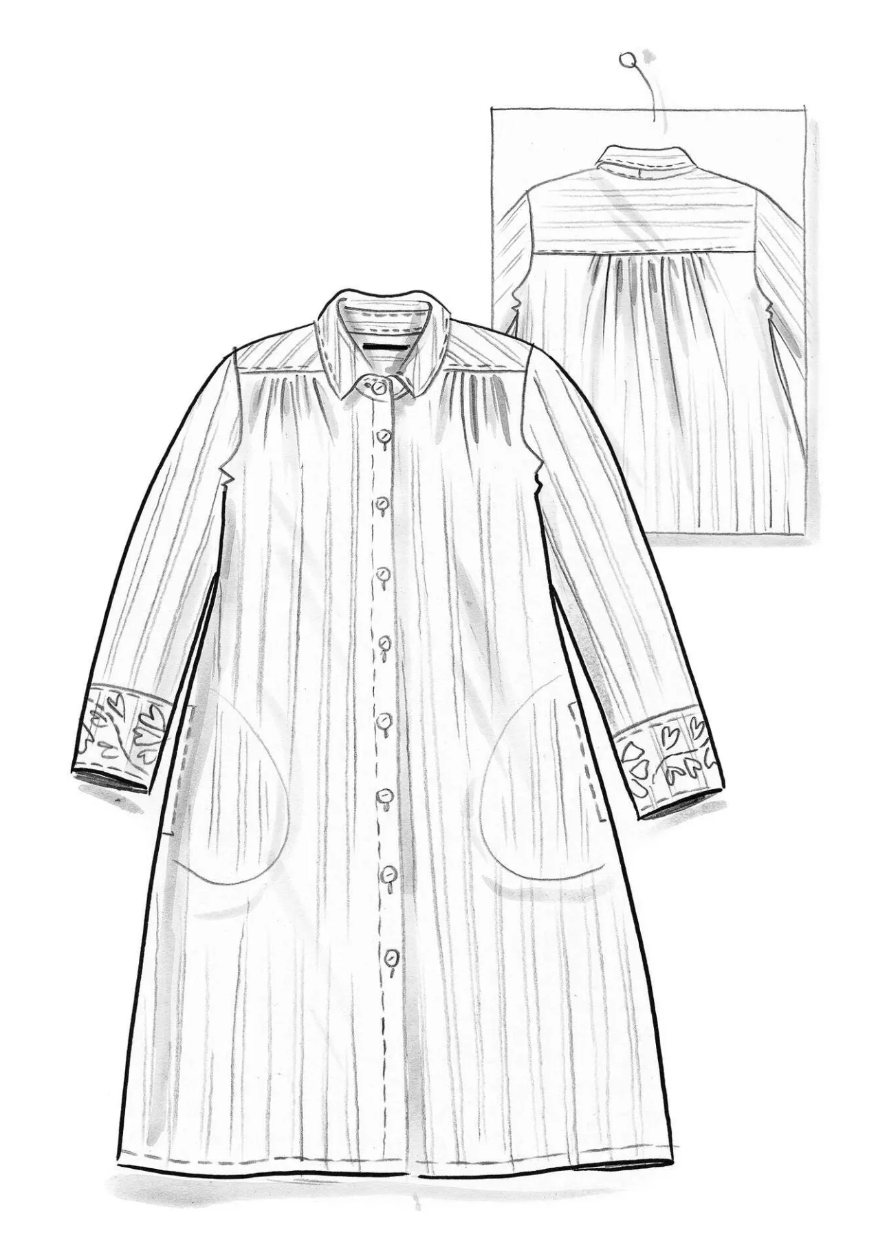 Gudrun Sjödén Hemdblusenkleid „Värmland“ aus Bio-Baumwollgewebe> Pullover & Shirts|Kleider