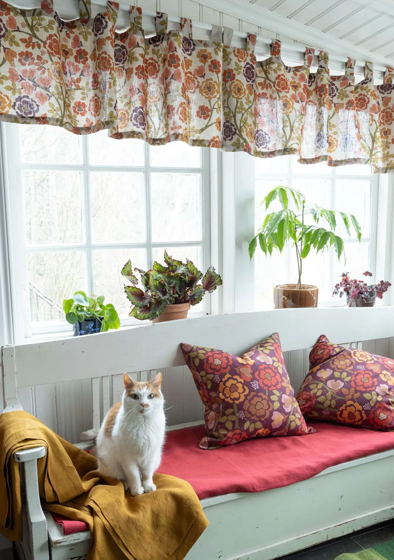 Gudrun Sjödén Kaffeehausgardine „Wild rose“ aus Leinen/Bio-Baumwolle> Gardinen|Heimtextilien