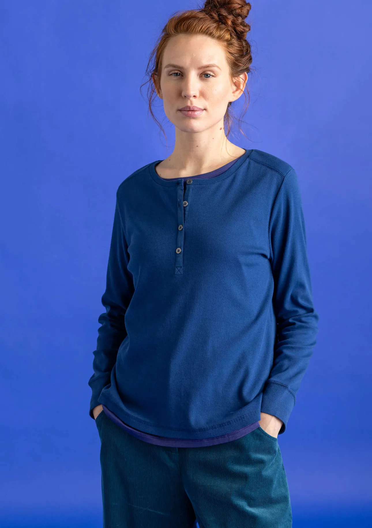 Gudrun Sjödén Knopfleistenshirt aus Bio-Baumwollripp> Pullover & Shirts