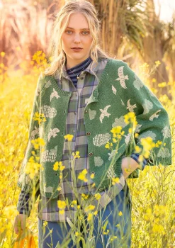 Gudrun Sjödén Strickjacke „Flyttfågel“ aus Recycling-Wollmischung/Recycling-Baumwolle> Strickjacken