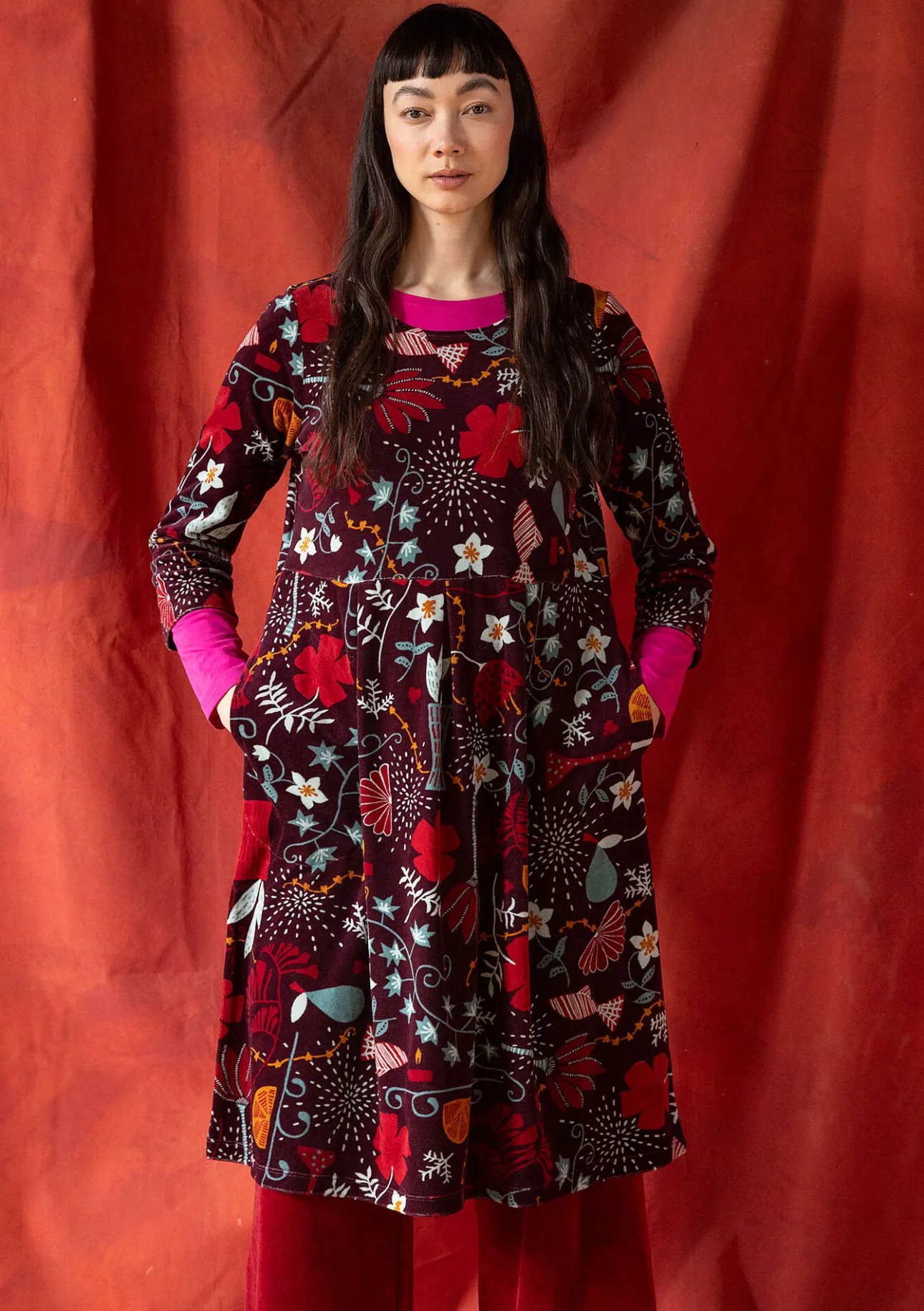 Gudrun Sjödén Velourskleid „Fyrverkeri“ aus Bio-Baumwolle/Recycling-Polyester> Kleider